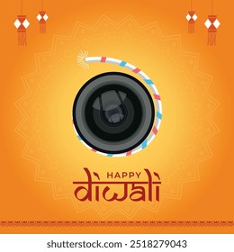 Diwali Festival Background Template Design For Camera Concept