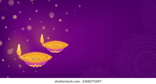 Diwali festival background with traditional lamp and floral ornament