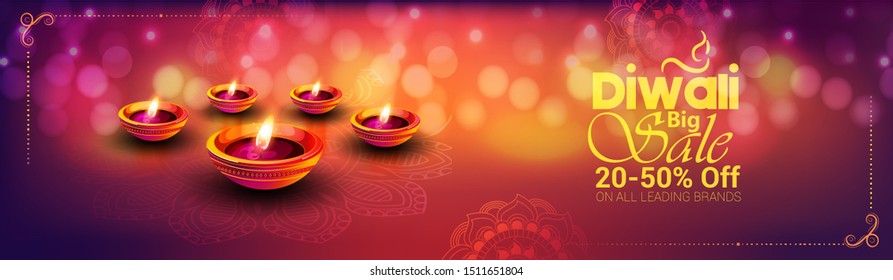 Diwali Festival Banner Poster Design Realistic Stock Vector (royalty 