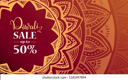 Diwali festival big sale design template. illustration of burning Diwali diya (oil lamp) for light festival of India. 