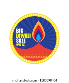 Diwali Festival Big Sale Sticker, Label Vector Illustration