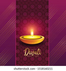 Diwali festival burning diya on happy Diwali Holiday background for light festival of India design