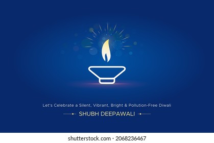 Celebración del festival Diwali afiche creativo con el icono de la vela diya verde amigable con el medio ambiente concepto libre de contaminación