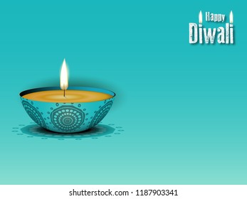 Diwali festival celebration with decorated floral Diya beautiful banner or background vector illustration EPS 10...