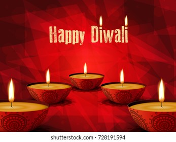 Diwali festival celebration with decorated floral Diya beautiful background vector illustration EPS 10...