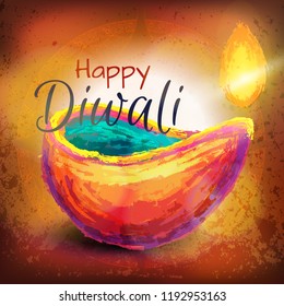 Diwali festival celebration hand drawn vector illustration. 