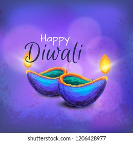 Diwali festival celebration hand drawn vector illustration. 