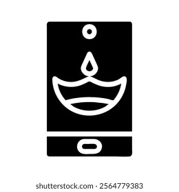Diwali festival celebration on mobile phone screen. Concept of online greeting, virtual celebration, and technology.