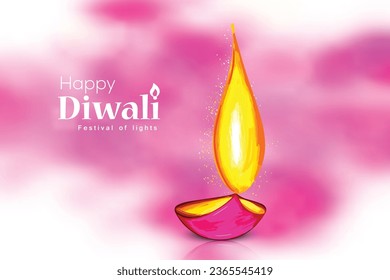 Diwali Festival Celebration poster vector illustration with diya light hand drawing.