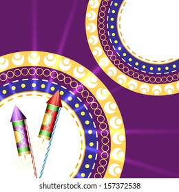 diwali festival crackers on artistic red background