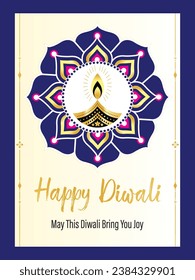 Diwali festival creative design with beautiful lamps and rangoli pattern. It can be used for greeting card, flyer, invitation card, banner etc.