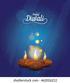 Diwali Festival Design Template with Creative Lamp