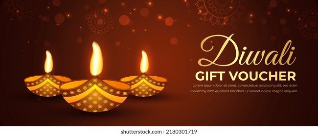 Diwali festival gift voucher banner template. Diwali festival sale banner