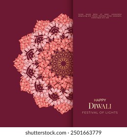 Diwali Festival Greeting Card. Flower rangoli for Diwali or Pongal Festival made of flowers and petals