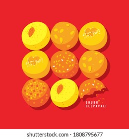 Diwali Festival Greeting Card With Modern Ladoo Elements Card