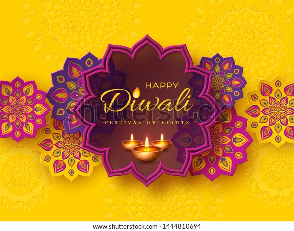 Diwali Festival Holiday Design Paper Cut Stock Vector (Royalty Free ...