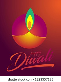 Diwali festival holiday designof Indian Rangoli. Purple color on yellow background. Vector illustration. beautiful greeting card design