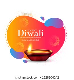 Diwali festival holiday greeting card decorative background with beautiful stylish lamp and Diwali lighting