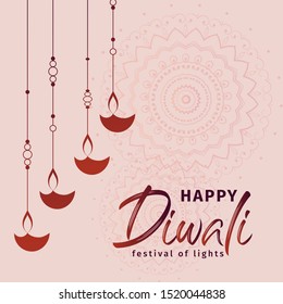 Diwali festival holiday greeting design Indian Rangoli. Festival of lights. Vector illustration.
