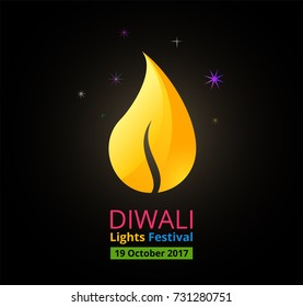 Diwali festival icon flat design. cute color diwali lamp vector.