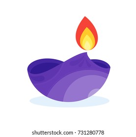 Diwali festival icon flat design. cute color diwali lamp vector.