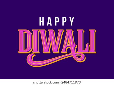 Diwali festival lettering, Diwali Sale banner, Diwali background design with lights, peacock, lanterns, candles and flowers. Vector illustration