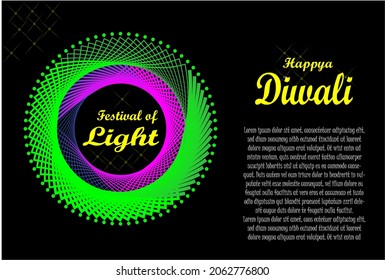 Diwali - Festival of Light. Diwali Greetings, Poster, Background Vector Graphics, Black Background