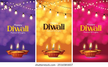 Diwali festival of light indian festival diya with bokeh background