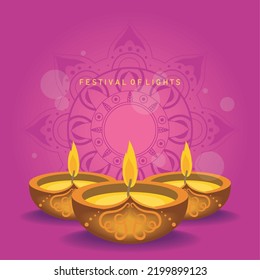 diwali festival of lights cartel with candles