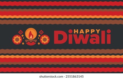 Diwali. Festival of Lights. Diya - Oil lamp. Deepawali. Indian festival poster. Candle and lantern. Happy holiday banner. Creative art template. Vector illustration