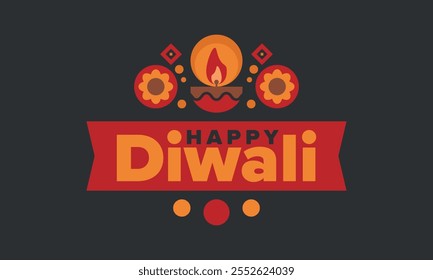 Diwali. Festival of Lights. Diya - Oil lamp. Deepawali. Indian festival poster. Candle and lantern. Happy holiday banner. Creative art template. Vector illustration