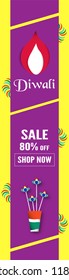Diwali is festival of lights of Hindu for invitation background, web banner, advertisement. Vector illustration design in paper cut and craft style.