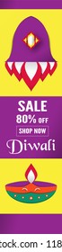 Diwali is festival of lights of Hindu for invitation background, web banner, advertisement. Vector illustration design in paper cut and craft style.