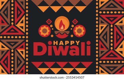 Diwali. Festival of Lights. Oil lamp. Deepawali. Indian festival poster. Candle and lantern. Happy holiday banner. Creative art template. Vector illustration