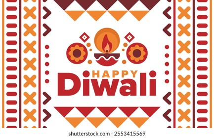 Diwali. Festival of Lights. Oil lamp. Deepawali. Indian festival poster. Candle and lantern. Happy holiday banner. Creative art template. Vector illustration