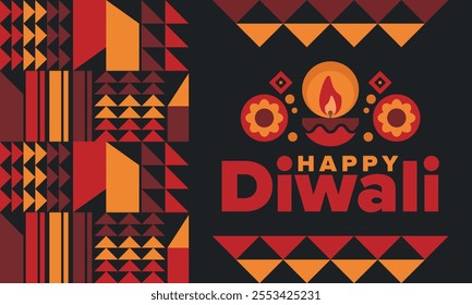 Diwali. Festival of Lights. Oil lamp. Deepawali. Indian festival poster. Candle and lantern. Happy holiday banner. Creative art template. Vector illustration
