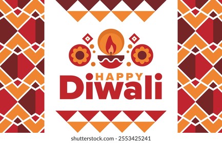 Diwali. Festival of Lights. Oil lamp. Deepawali. Indian festival poster. Candle and lantern. Happy holiday banner. Creative art template. Vector illustration