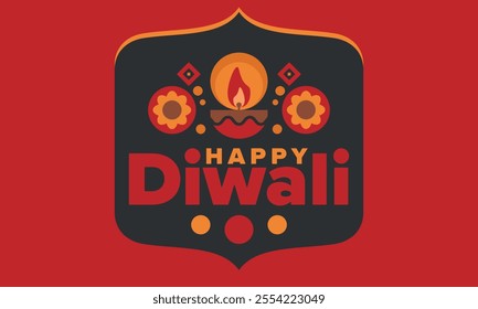 Diwali. Festival of Lights. Oil lamp. Deepawali. Indian festival poster. Candle and lantern. Happy holiday banner. Creative art template. Vector illustration