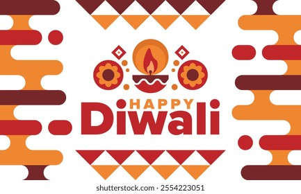 Diwali. Festival of Lights. Oil lamp. Deepawali. Indian festival poster. Candle and lantern. Happy holiday banner. Creative art template. Vector illustration