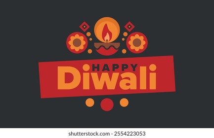 Diwali. Festival of Lights. Oil lamp. Deepawali. Indian festival poster. Candle and lantern. Happy holiday banner. Creative art template. Vector illustration