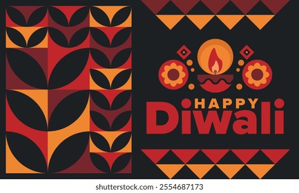 Diwali. Festival of Lights. Oil lamp. Deepawali. Indian festival poster. Candle and lantern. Happy holiday banner. Creative art template. Vector illustration