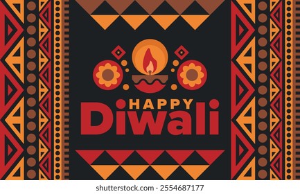 Diwali. Festival of Lights. Oil lamp. Deepawali. Indian festival poster. Candle and lantern. Happy holiday banner. Creative art template. Vector illustration