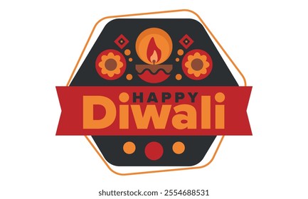 Diwali. Festival of Lights. Oil lamp. Deepawali. Indian festival poster. Candle and lantern. Happy holiday banner. Creative art template. Vector illustration
