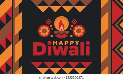 Diwali. Festival of Lights. Oil lamp. Deepawali. Indian festival poster. Candle and lantern. Happy holiday banner. Creative art template. Vector illustration