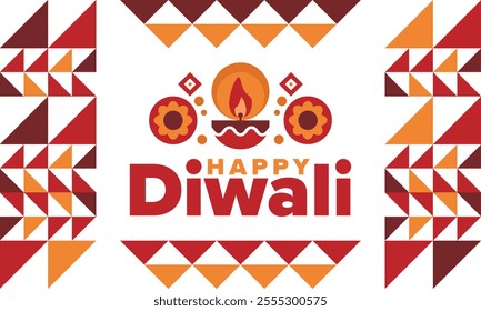 Diwali. Festival of Lights. Oil lamp. Deepawali. Indian festival poster. Candle and lantern. Happy holiday banner. Creative art template. Vector illustration