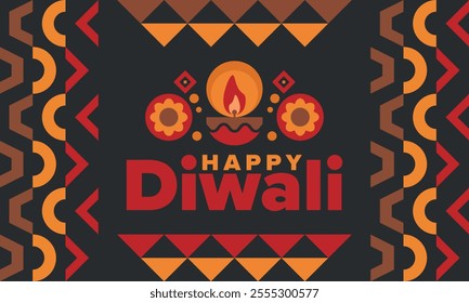 Diwali. Festival of Lights. Oil lamp. Deepawali. Indian festival poster. Candle and lantern. Happy holiday banner. Creative art template. Vector illustration