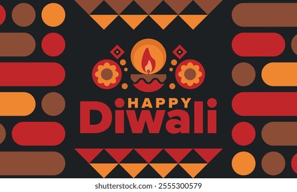 Diwali. Festival of Lights. Oil lamp. Deepawali. Indian festival poster. Candle and lantern. Happy holiday banner. Creative art template. Vector illustration