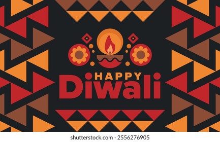 Diwali. Festival of Lights. Oil lamp. Deepawali. Indian festival poster. Candle and lantern. Happy holiday banner. Creative art template. Vector illustration