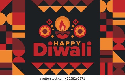 Diwali. Festival of Lights. Oil lamp. Deepawali. Indian festival poster. Candle and lantern. Happy holiday banner. Creative art template. Vector illustration