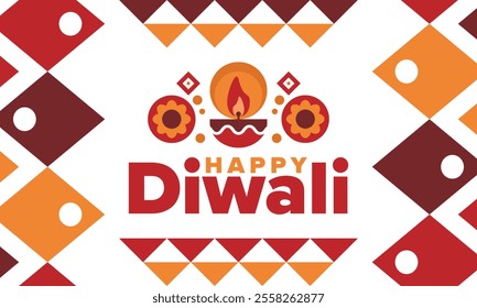 Diwali. Festival of Lights. Oil lamp. Deepawali. Indian festival poster. Candle and lantern. Happy holiday banner. Creative art template. Vector illustration